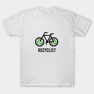 Recycylist, bicycle with recycling sign, t-shirt, cyclist shirt T-Shirt